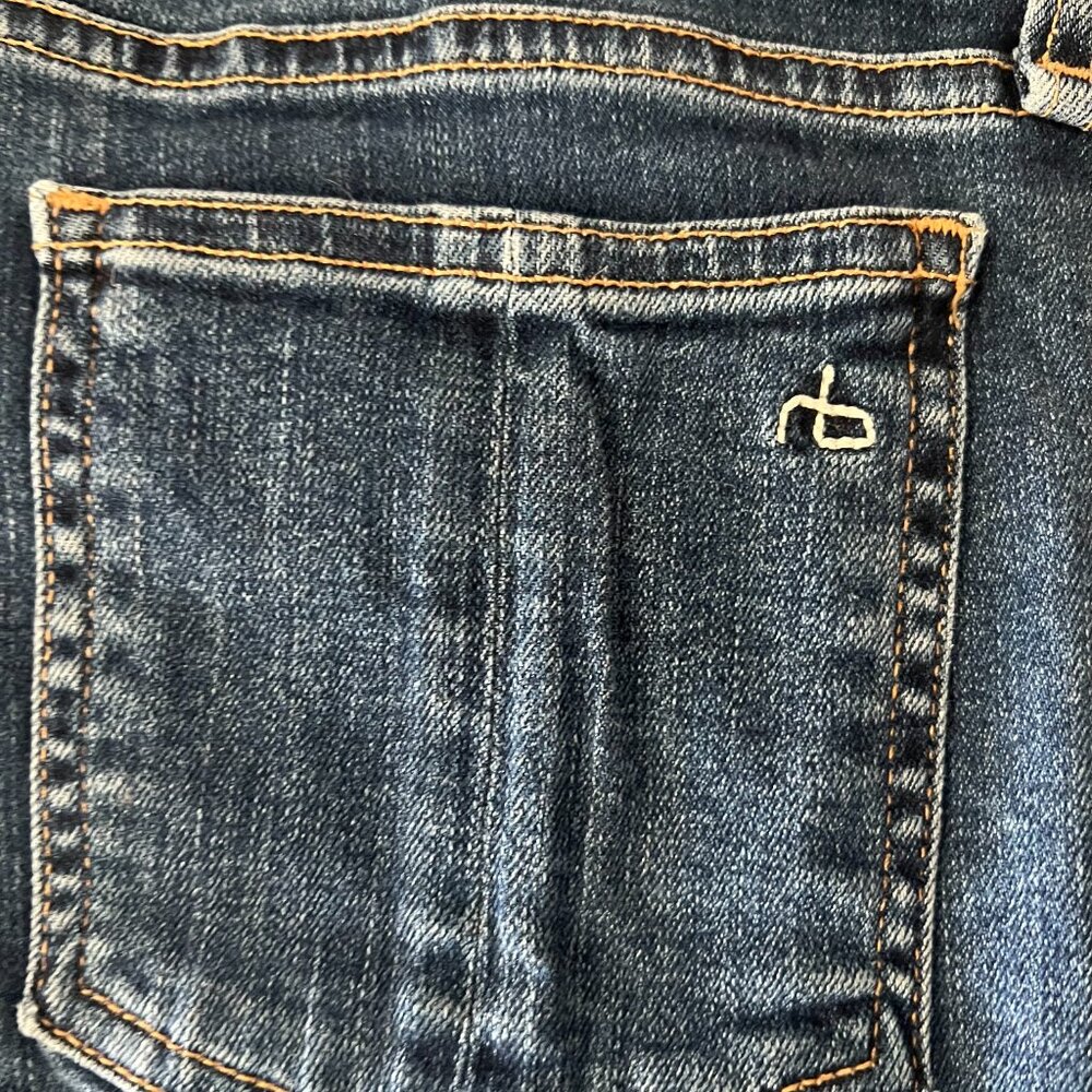 RAG & BONE | Paz 10 Inch High-Rise Crop Flare Jeans | Stretch Denim Raw Hem | 28